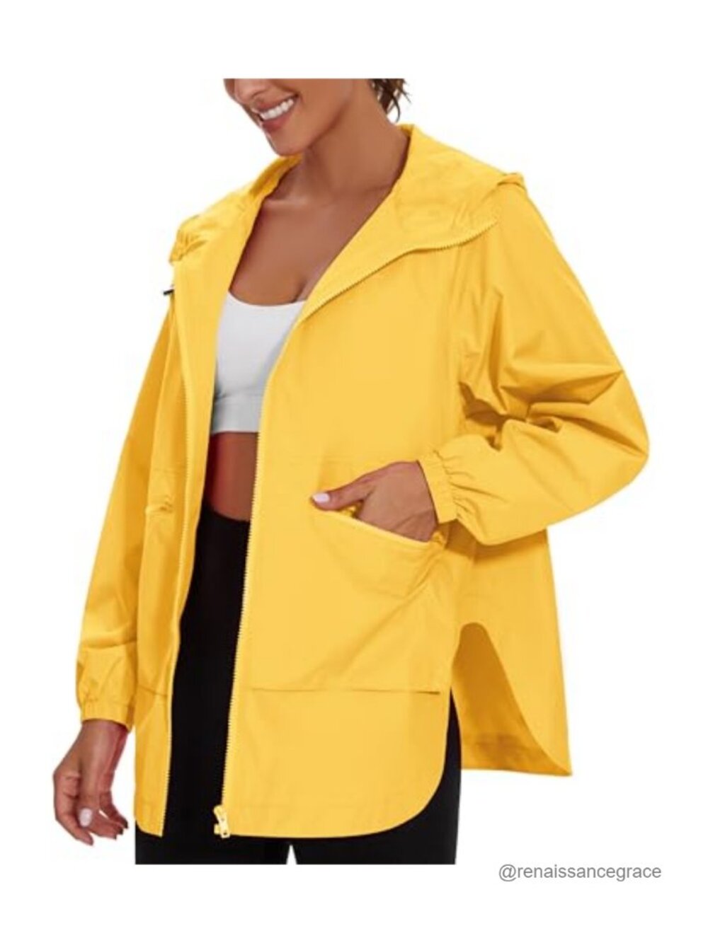 Waterproof Lightweight Packable Hooded Rain Jacket with Pockets